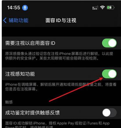 点军苹果14维修网点分享iPhone14注视感知功能有什么用 